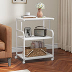 3-Tier Large Printer Stand with Storage, Rolling Printer Cart with Lockable Wheels for Home, Office (White) - Image 7