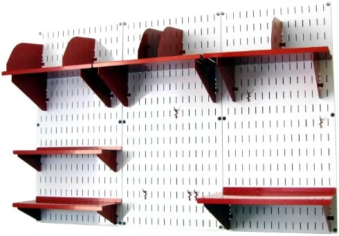Wall Control Office Organizer Unit Wall Mounted Office Desk Storage and Organization Kit White Slotted Wallboards and Red Accessories - Image 2