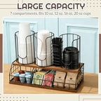 Geelin 18oz Adjustable Coffee Cup Dispenser with Wooden Base, Cup and Lid Holder, Cups Holder Organizer for Coffee Pod Straw and Lid Storage(4-compartment Double,Color 1) - Image 3