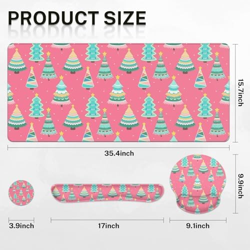 Britimes Keyboard Mouse Pad Set, 4 in 1 Desk Mat Set, Christmas Pine - Image 2