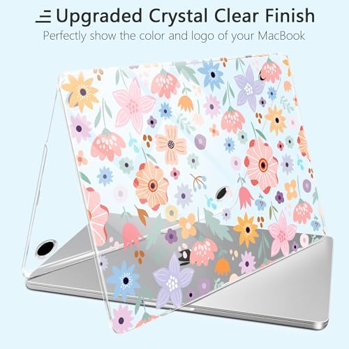 for New MacBook Air 13 inch Case 2026 M5 2025 M4 2024 M3 Chip– Aesthetic Lightweight Floral Design Clear Hard Shell 6-in-1 Bundle with TPU Keyboard Cover & 2X OTG Adapters, Colorful Flowers - Image 5