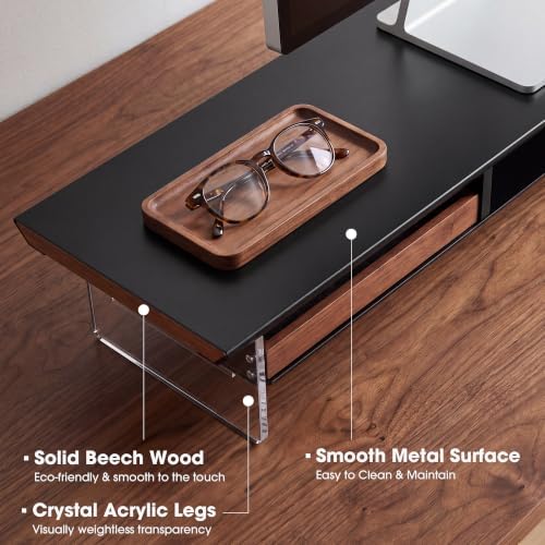 Fenge 42.5-Inch Monitor Stand with 2 Flexible Drawers, Black - Image 4