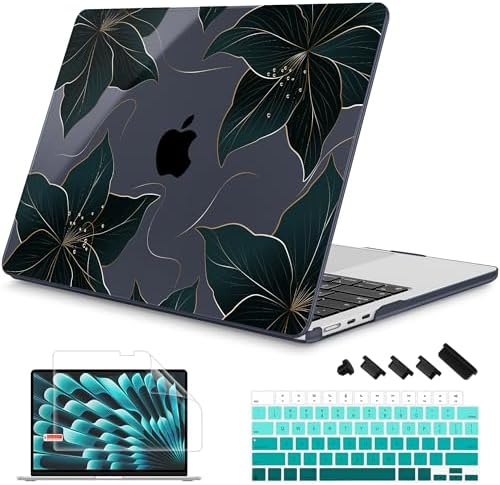 Mektron Designed for 2025/2024/2023 MacBook Air 15 INCH M4 A3241 /M3 A3114 /M2 A2941 Case, Printed Plastic Hard Shell Cover with 15.3" Liquid Retina Display Touch ID, Floral C218 by Mektron