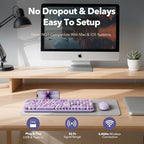 Wireless Keyboard and Mouse Combo, Purple, Round Keycaps, Tablet Holder - Image 7
