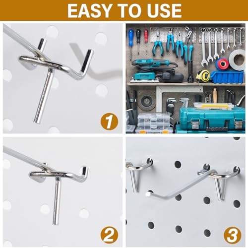 Shimeyao 100 Pcs Peg Board Hooks Stainless Steel Pegs,2.8 Inch,Silver - Image 4