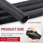 Black Split Braided Cable Management Sleeves 3/4inch -20Feet - Image 2
