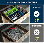 47pcs Tool Box Organizer, Tool Drawer Organizer Trays with Non-slip EVA Pads – Interlocking Divider Set, Fit Garage Storage Desk Drawers & Rooling Tool Cart (Blue & Green 47PCS) - Image 4