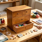Wooden Drawers Oak Desk Organizer with Drawers，Brown - Image 4