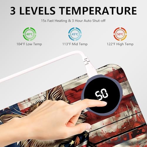 Heated Mouse Pad with 3 Levels Heated,Flag Cute Cat - Image 5
