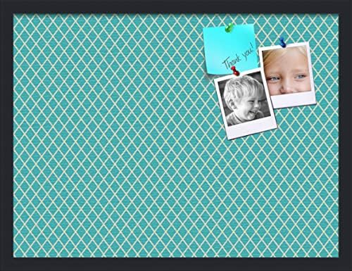 PinPix 24x18 inch Cork Bulletin Board. This Decorative Framed Pin Board Comes with Diamond Pattern in Neon Blue Design and Satin Black. Ideal for Home, Office Decor or School (PinPix-350) by PinPixBulletinBoards