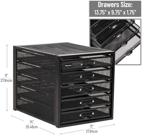 Mind Reader File Storage Drawers, Desk Organizer, Multi-Purpose, Crafts, Office, Metal, Black - Image 2