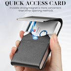 24 Pack Business Card Holder Case PU Leather Name Cards Holder RFID Blocking Credit Cards Carrier Metal Business Card Case with Magnetic Closure Business Card Wallet for Women or Men,Lychee Pattern - Image 3