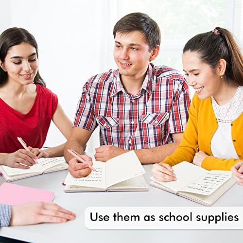 feela 5 Pack Notebooks Journals Bulk, Hardcover Notebook Classic Ruled Lined Journals with Pen Holder for Women Girls School Business Supplies, with 5 Black Pens, 120 GSM, 5.1”x8.3”, A5, Rose Pink - Image 5