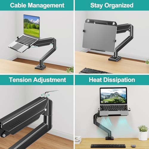 MOUNT PRO Laptop Arm Mount for Desk, Fits Max 17" Notebook and 32" Monitors - Image 4