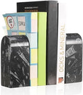 Koville Moroccan Natural Marble Bookends for Shelves, Decorative Book Ends, 7lbs Heavy-Duty Marble Book Holders, Bookshelf Apartment Decor for Normal Books/CD/Video Games(Black Fossil) by Koville