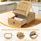 Cookbook Stand-Wooden Recipe Card Holder Box Kitchen Counter - Image 2