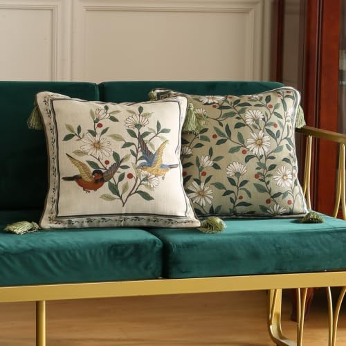 ISAENNE Designer Linen Square Throw Pillow Cover,Set of 2,18"x18"-Brune B - Image 3