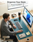Aothia Faux Leather Desk Mat - Non-Slip PU Leather Desk Blotter, Waterproof Writing Surface, Large Desk Pad for Office & Home (Turquoise, 55" x 17") - Image 3