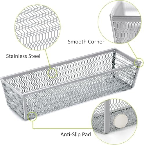 Neudeco Drawer Organizer Set, Silver, 5 Pack - Image 5
