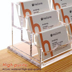 HeZone Business Card Holder for Desk, Multiple Cards Display Stand Rack for Women and Men, Clear Acrylic Card Organizer 9 Slot 3 Tiers - Image 6