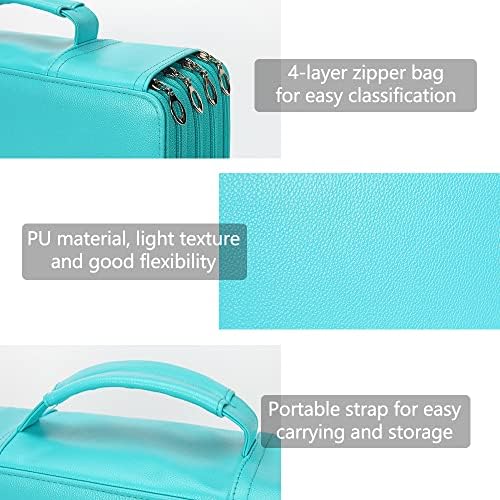 Vomgomfom PU Leather Pencil Case, Holds 100 Markers/300 Pens,Solid Green - Image 3