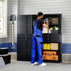 Yizosh Metal Garage Storage Cabinet with Locking Doors and Adjustable Shelves, 71" Tool Storage Cabinet with 2 Drawer for Garage,Warehouse - Image 2
