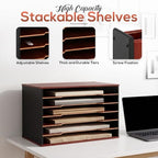 6-Tier Construction Paper Organizer, 12x18 11x17 Storage, Mahogany Finish - Image 4