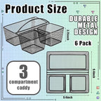 LemonRoad 6 Pcs Classroom Table Caddy Portable Metal Storage Caddy with Handle 3 Compartment Multipurpose Classroom Storage Organizer Caddies for Table Desk Office School Kids Room (Black) - Image 3