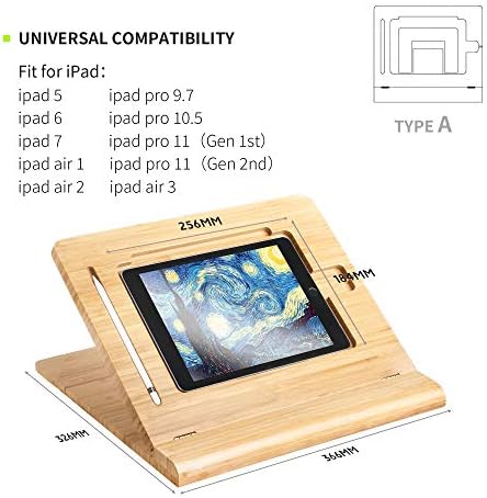 ELETIUO Tablet Stand Holder Adjustable Foldable,Multi-Angle Bamboo Wooden Organizer Desktop Holder for iPad,Stable for Drawing,Watching,Typing (Support Multiple Devices) - Image 2