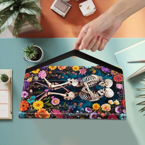 Case for Samsung Galaxy Tab S10 FE Plus 13.1 Inch 2025 Model (SM-X620/X626),Card Slot PU Leather TPU Case Pen Holder Auto Wake Sleep,Flower Skull - Image 2