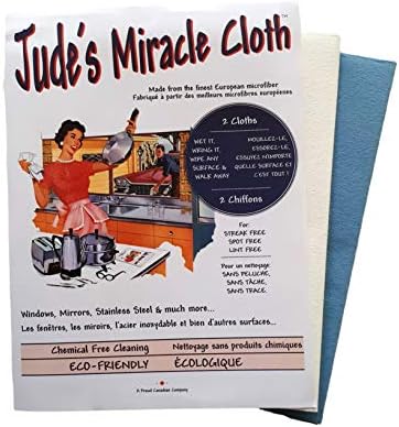 Jude's Miracle Cloth Microfiber Cleaning Cloth 4 Pack for Windows Mirrors Crystal Eye Glasses TV Computer Screen Countertops Cars & Boats Chemical Free (2 White 2 Blue) by Jude%27s+Miracle+Cloth