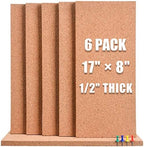 SUNGIFT 17 x 8 Inch Cork Bulletin Board 6 Pack, 1/2" Thick for Office/Home by SUNGIFT