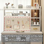 Desktop Bookshelf, pegboard Storage and Organization Rack, Dorm Desk Shelf, Desk Hutch, Desktop Storage for Office, Study, Student Display Rack,Desktop Shelves (White 45.3" Lx9.9 Wx37 H) - Image 4