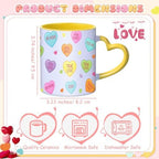 Pickmesh Valentine's Day Coffee Mug Set of 6, 10oz Ceramic Cups with Heart-shaped Handles, Colorful Candy Heart Design, Cute Romantic Gift for Couples, Friends, Party, Kitchen & Home Decor - Image 2