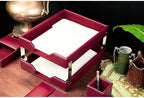 Dacasso Burgundy Bonded Leather Luxury 8-Piece Desk Accessory Set - Blotter Pad & Desk Organization Essentials - Executive Decor and Surface Protector - Image 4