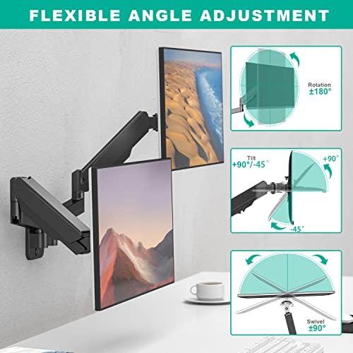 UPGRAVITY Dual Monitor Wall Mount for Two 17-32 inch Flat Computer Screens - Image 3