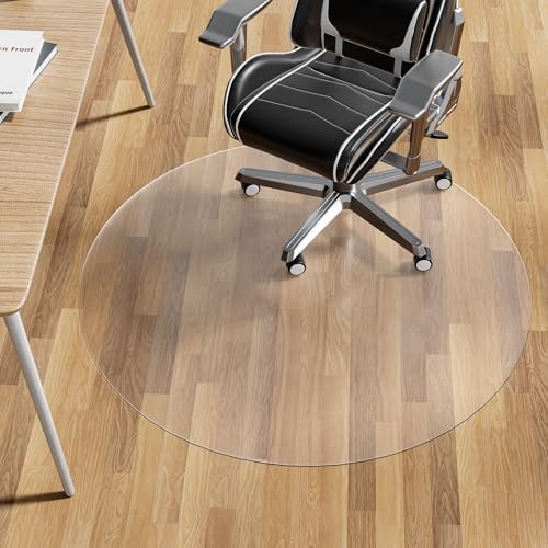 WASJOYE Office Chair Mat for Hard Floor, 48 Inch Clear PVC Round Floor Mat by WASJOYEUS