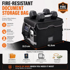 File Box with Lock,Multi-Layer Fireproof Document Box Collapsible File Storage Organizer with Pockets/Handle,Large Portable Home Office Filing Safe for Hanging Letter/Legal Size Folders,Black - Image 2