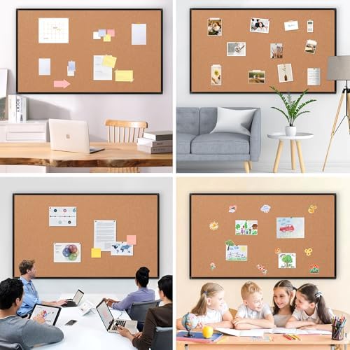 Extra Large Cork Bulletin Board 96" X 48", Black Aluminum Framed 8'x4' Corkboard for Wall, Wall Mounted Notice Pin Board with 18 Push Pins for School, Home & Office - Image 7