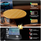 Car Tray & Car Desk for Laptop, 360° Rotating Wood Cup Holder Table, Steering Wheel Tray, Car Accessories for Women & Men,Compatible with Tesla Model Y/3/S, Ford F150/Explorer/Maverick & Most Vehicles - Image 4