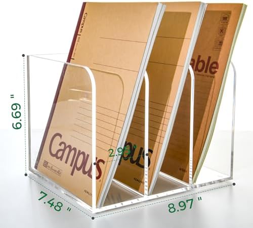 3 Vertical Compartments Clear Acrylic Magazine & File Holder – Multipurpose Desk Organizer for Documents, Tablets, Magazines, Books – Office/Home/Classroom Rack - Image 2