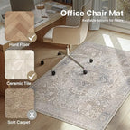 48"x72" Office Chair Mat for Hardwood Floor, Non-Slip Washable Khaki Blue - Image 3