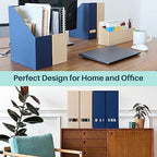 Magazine Holder - File Holder and Desk Organizer, Paperboard Book Organizer and Storage Box for Documents, Magazine Holder Rack for Classroom, Home, and Office (Classic Blue, 4-Pack) - Image 2