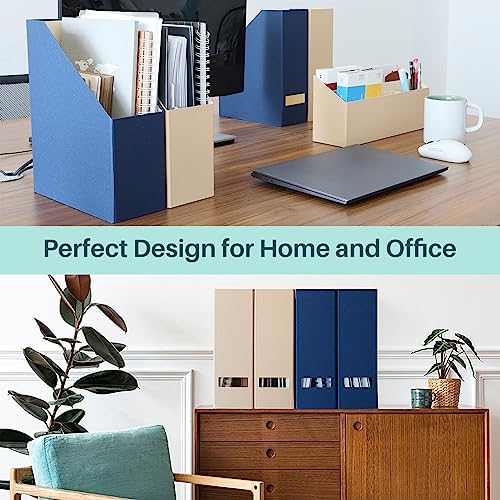 Magazine Holder - File Holder and Desk Organizer, Cardboard Book Organizer and Storage Box for Documents, Magazine Holder Rack for Office, Home and Classroom (Classic Blue, 6-Pack) - Image 2