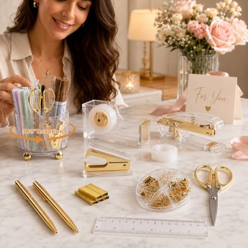 Office Desk Supplies Accessories for Women - 360-Degree Rotating Pen Holder - Image 7