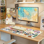 iLeadon Mouse Pad Set，Vintage Stickers Large Desk Mat with Wrist Rest - Image 7