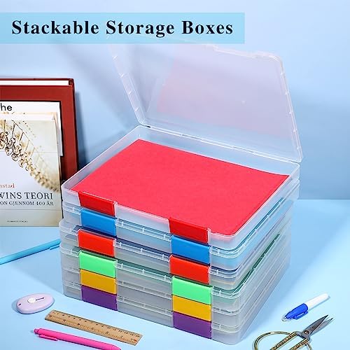 PerKoop 6 Pcs Clear Paper Storage Box,12.4 x 9.84 x 1.18 Inches,Colorful - Image 6