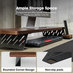 Fenge Monitor Stand Riser, Wooden & Metal Desk Shelf Organizer, Brown - Image 6