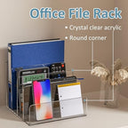 Sezanrpt Acrylic File Holder 4 Compartment, Clear Desk File Organizer, Acrylic Organizer for Books, Phone, Ipad, Envelope, Notebook, Calculator - Image 3