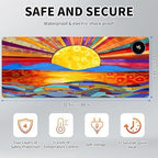 Heated Mouse Pad Hand Warmer, Warm Desk Pad Mousepad Desk Mat with 3 Levels Heating and 3 Hours Auto Shut Down 31.5 x 13 inch PU Leather Warmer Keyboard Mat for Gaming Laptop Office Home, A Art Sun - Image 2
